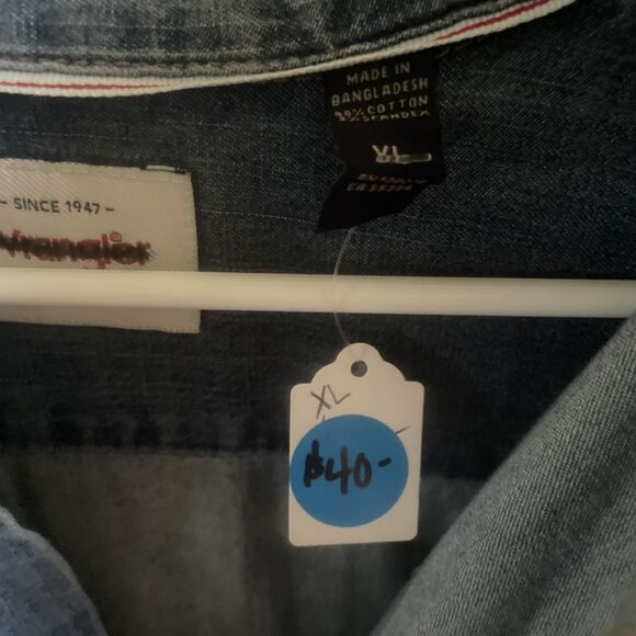 Women’s Denim Wrangler Pearl Snap Front Peace Hope Love Long Sleeve Shirt XL - Picture 4 of 15